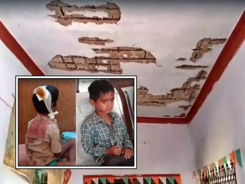 పాఠశాల పైకప్పు పెచ్చులూడి ఆరుగురు విద్యార్థులకు గాయాలు